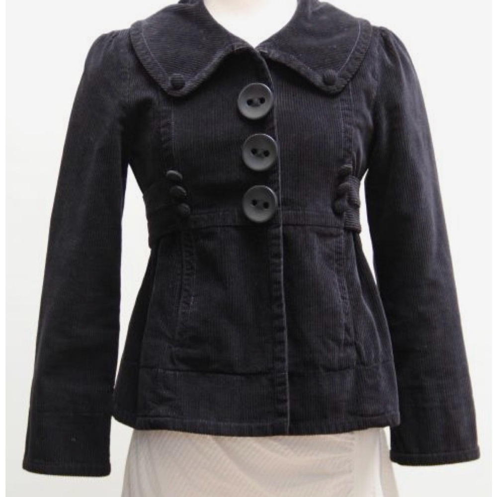 Marc Jacobs Black Corduroy Button-Front Blazer Jacket